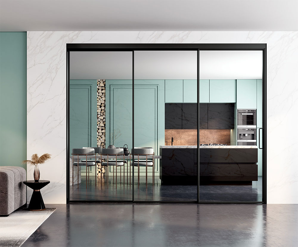 三軌窄邊聯(lián)動吊趟門