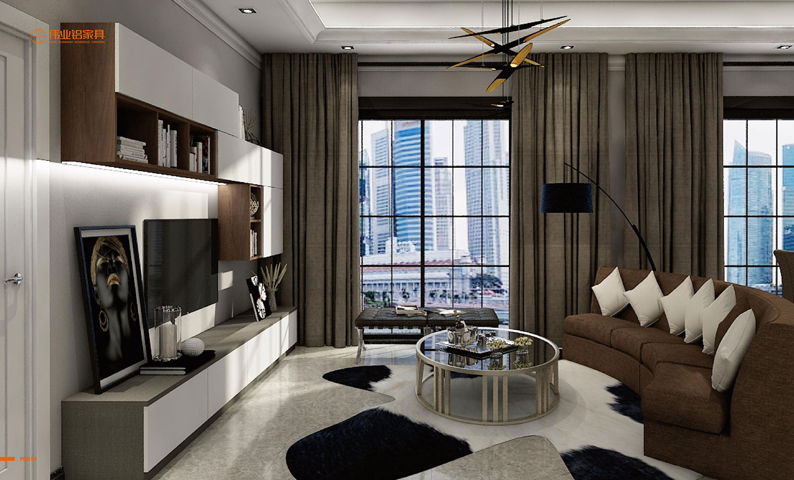 現代簡約木紋電視柜