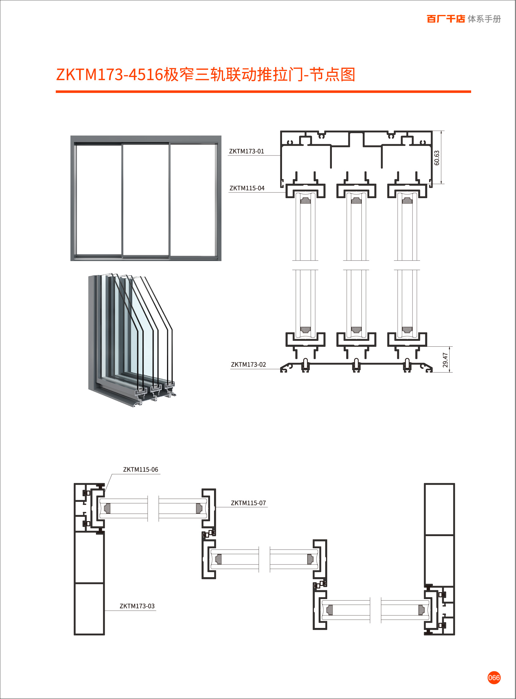 ZKTM173-4516極窄三軌聯(lián)動(dòng)推拉